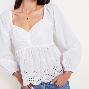 Eyelet Embroidered Peplum Top